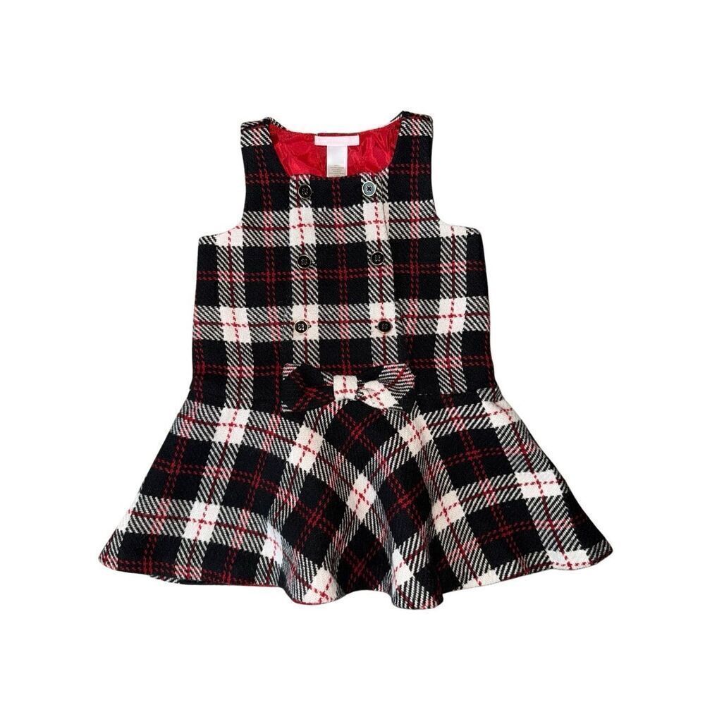 Janie & Jack Toddler 2T Girl Tweed Plaid Jumper Dress